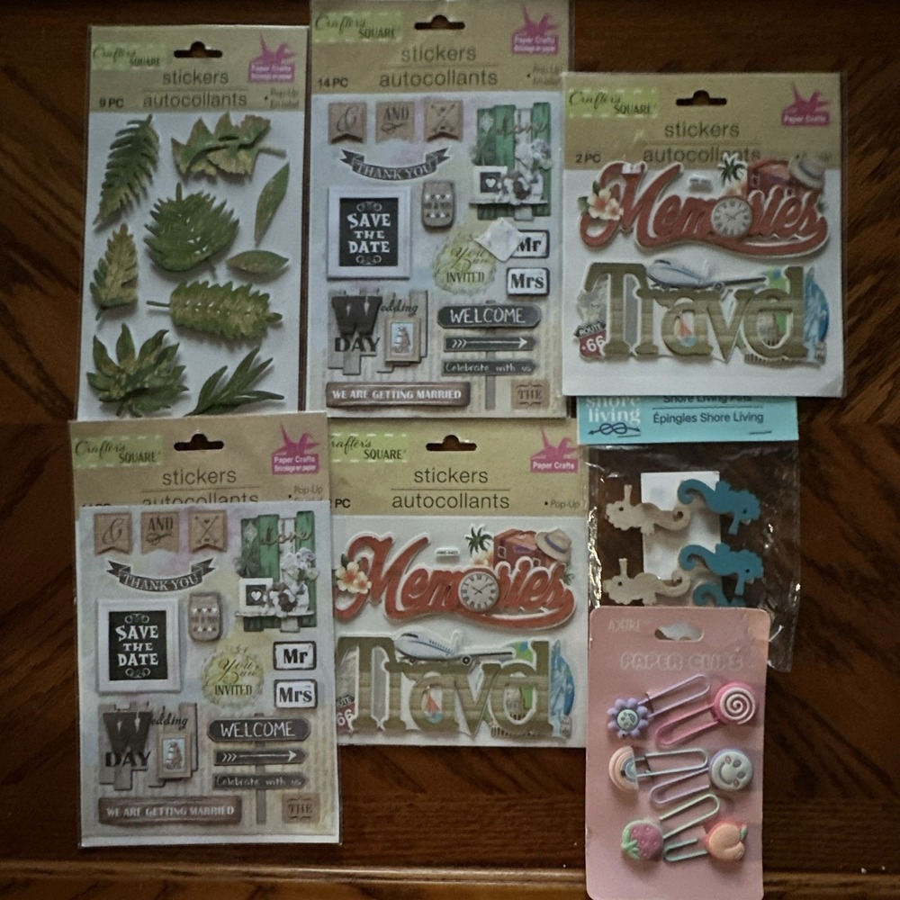 Scrapbook Sticker And Paper Clips And Seahorse Pins For Creating Stylish Pages7p